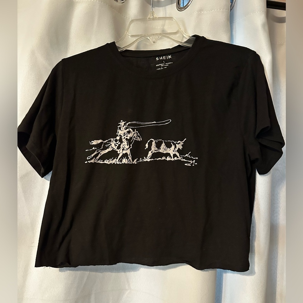 SHEIN Black Tee with White Graphic